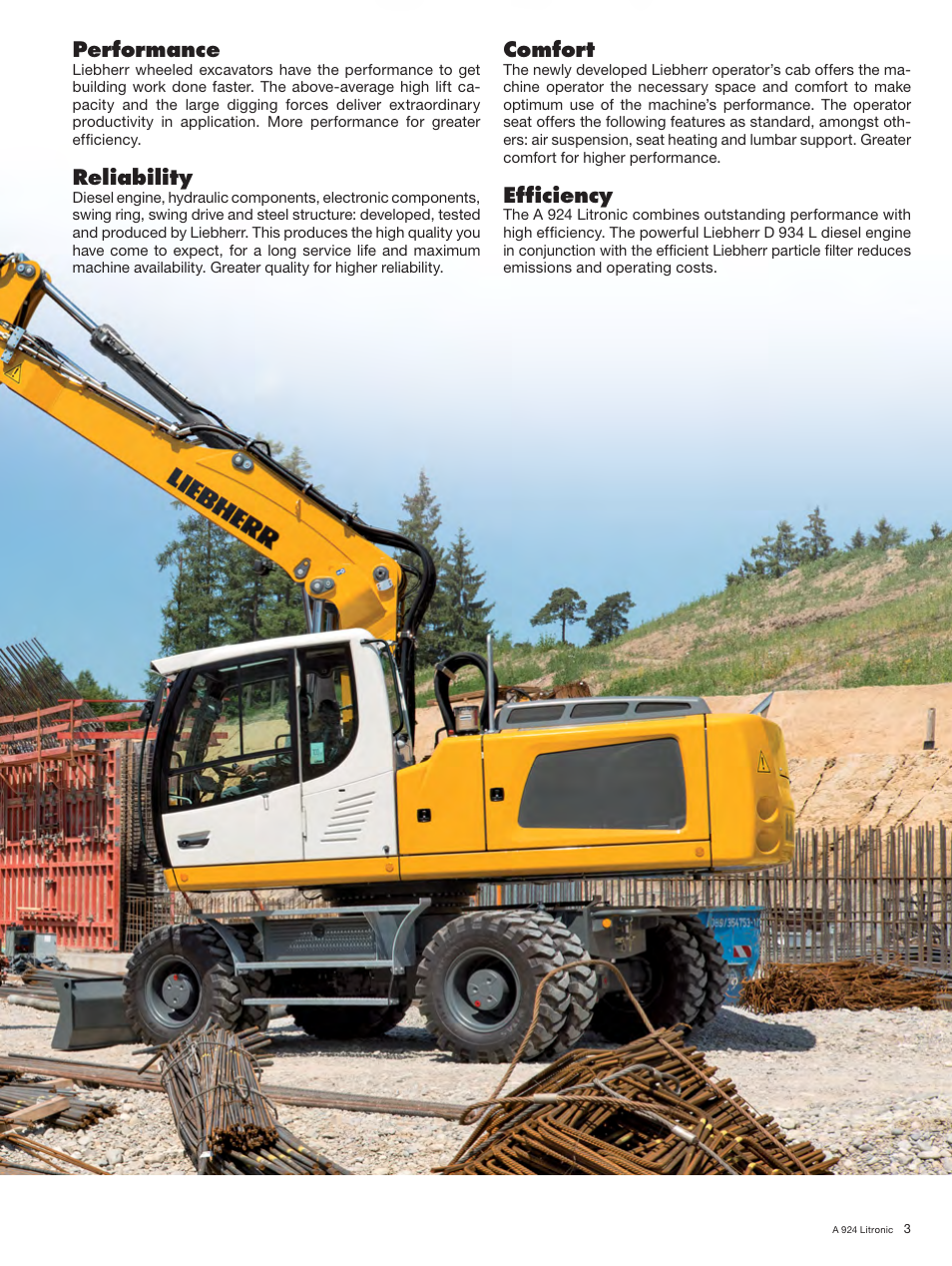 Performance, Reliability, Comfort | Efﬁ ciency | Liebherr A 924 Litronic User Manual | Page 3 / 28