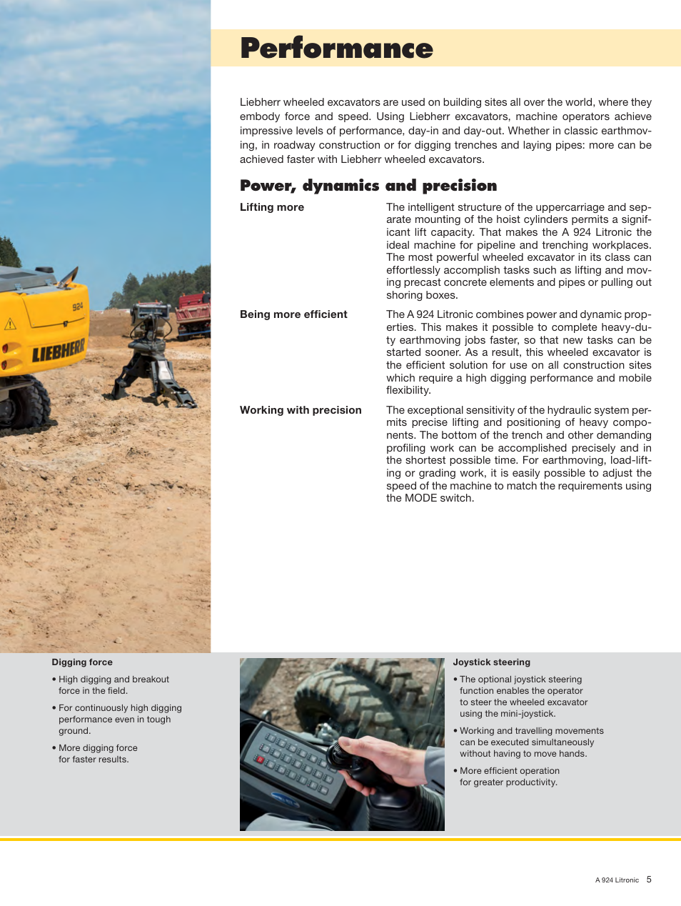 Performance, Power, dynamics and precision | Liebherr A 924 Litronic User Manual | Page 5 / 28