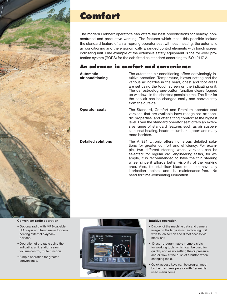 Comfort, An advance in comfort and convenience | Liebherr A 924 Litronic User Manual | Page 9 / 28