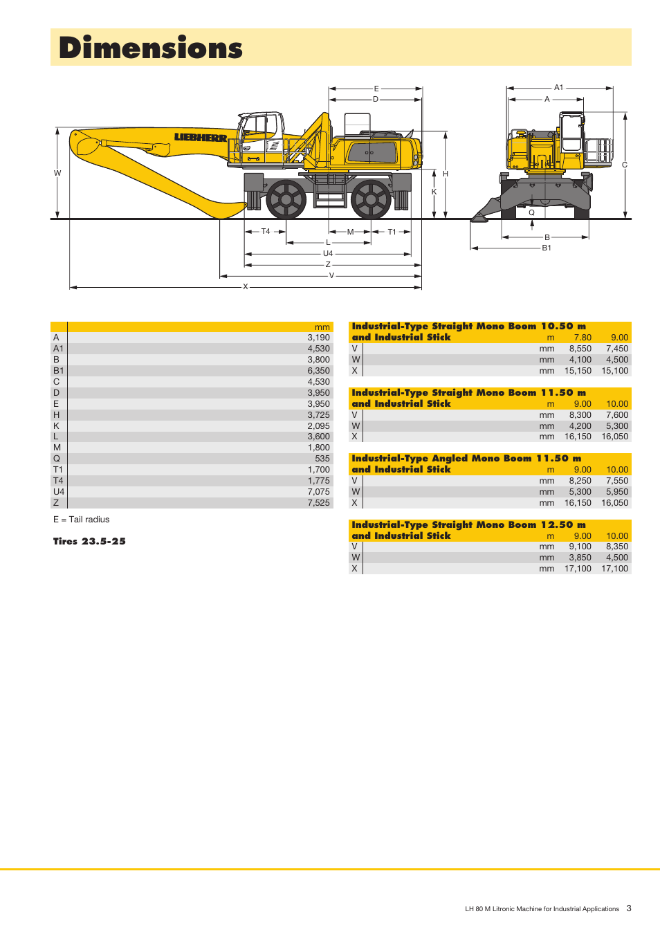 Dimensions | Liebherr LH 80 M Litronic User Manual | Page 3 / 16