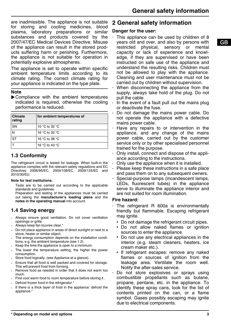 3conformity, 4saving energy, 2general safety information | 2 general safety information, General safety information | Liebherr IK 2310 Comfort User Manual | Page 3 / 10