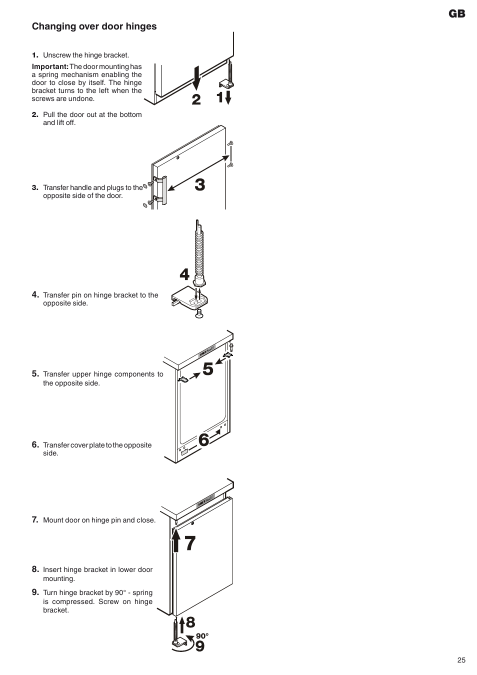 Changing over door hinges | Liebherr MKv 3910 User Manual | Page 13 / 13