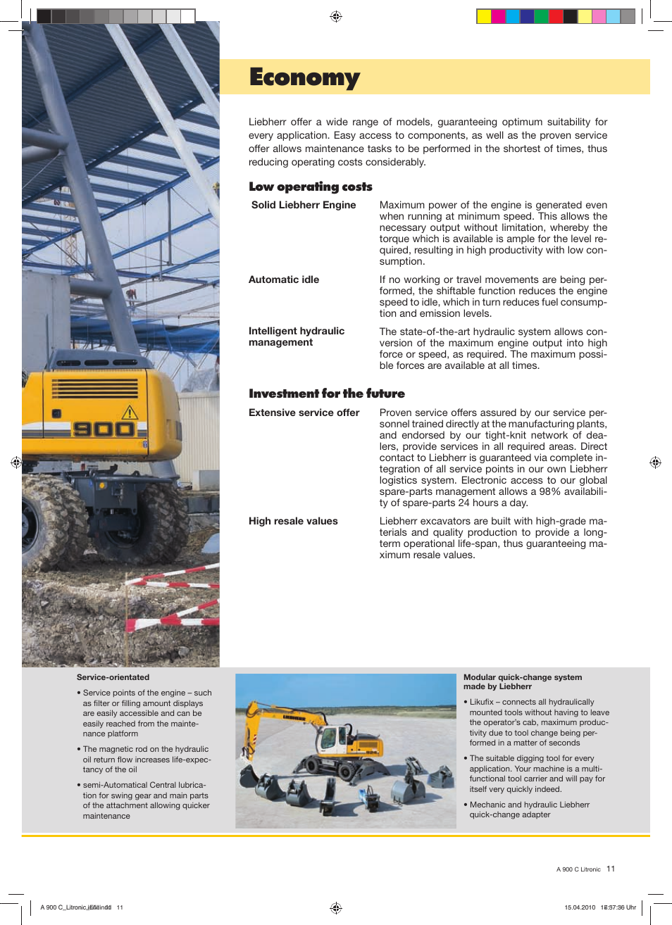 Economy, Low operating costs, Investment for the future | Liebherr A 900 C Litronic User Manual | Page 11 / 32