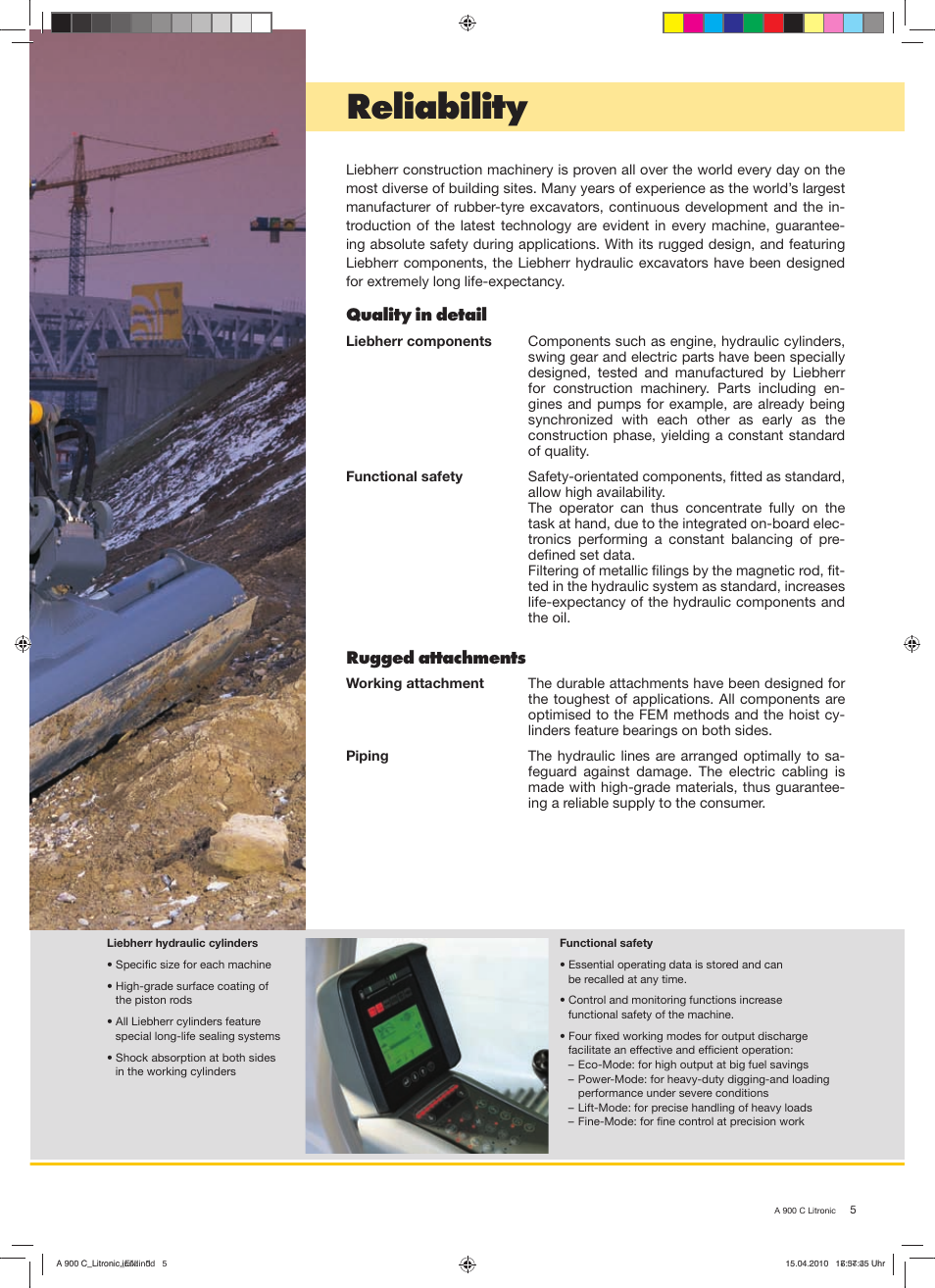 Reliability, Quality in detail, Rugged attachments | Liebherr A 900 C Litronic User Manual | Page 5 / 32