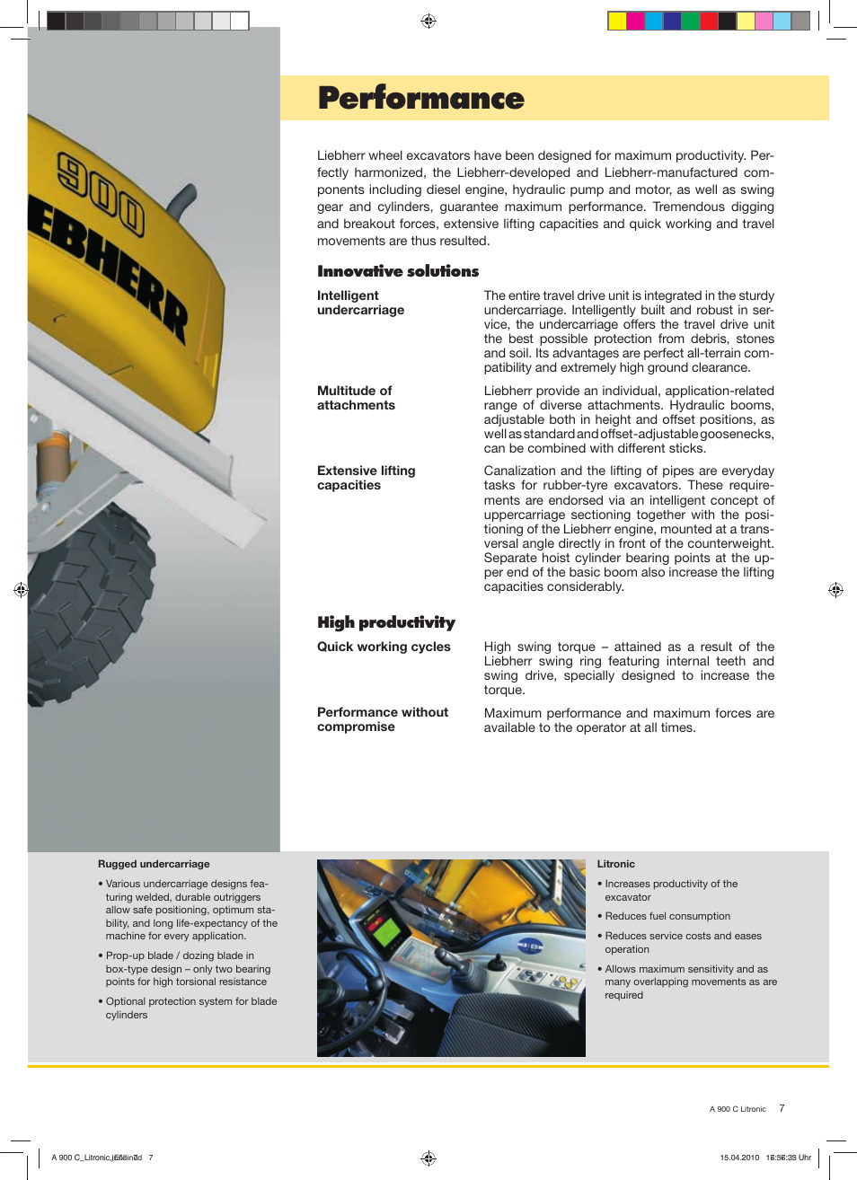 Performance, Innovative solutions, High productivity | Liebherr A 900 C Litronic User Manual | Page 7 / 32