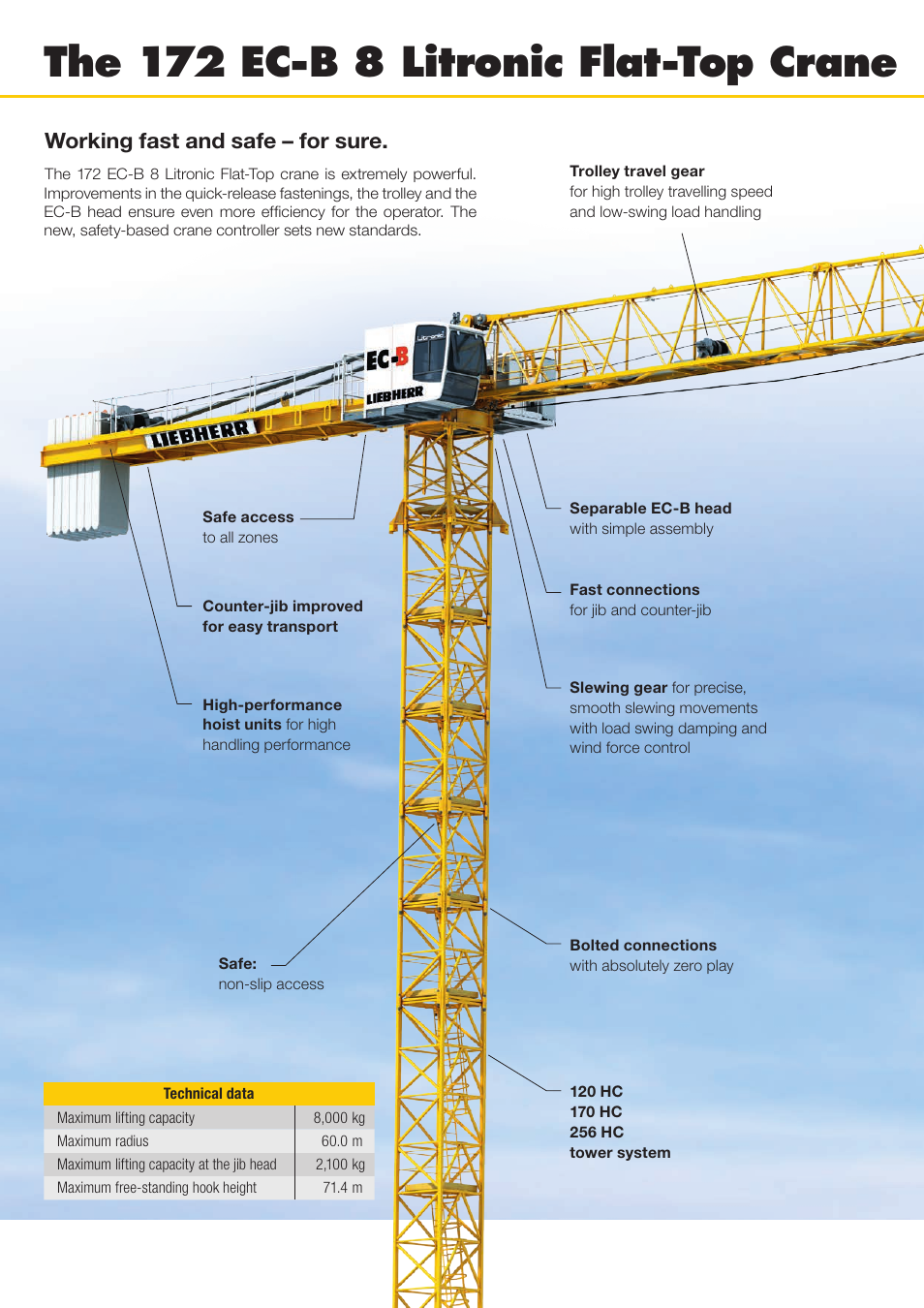 The 172 ec-b 8 litronic flat-top crane, Working fast and safe – for sure | Liebherr 172 EC-B 8 Litronic User Manual | Page 2 / 4