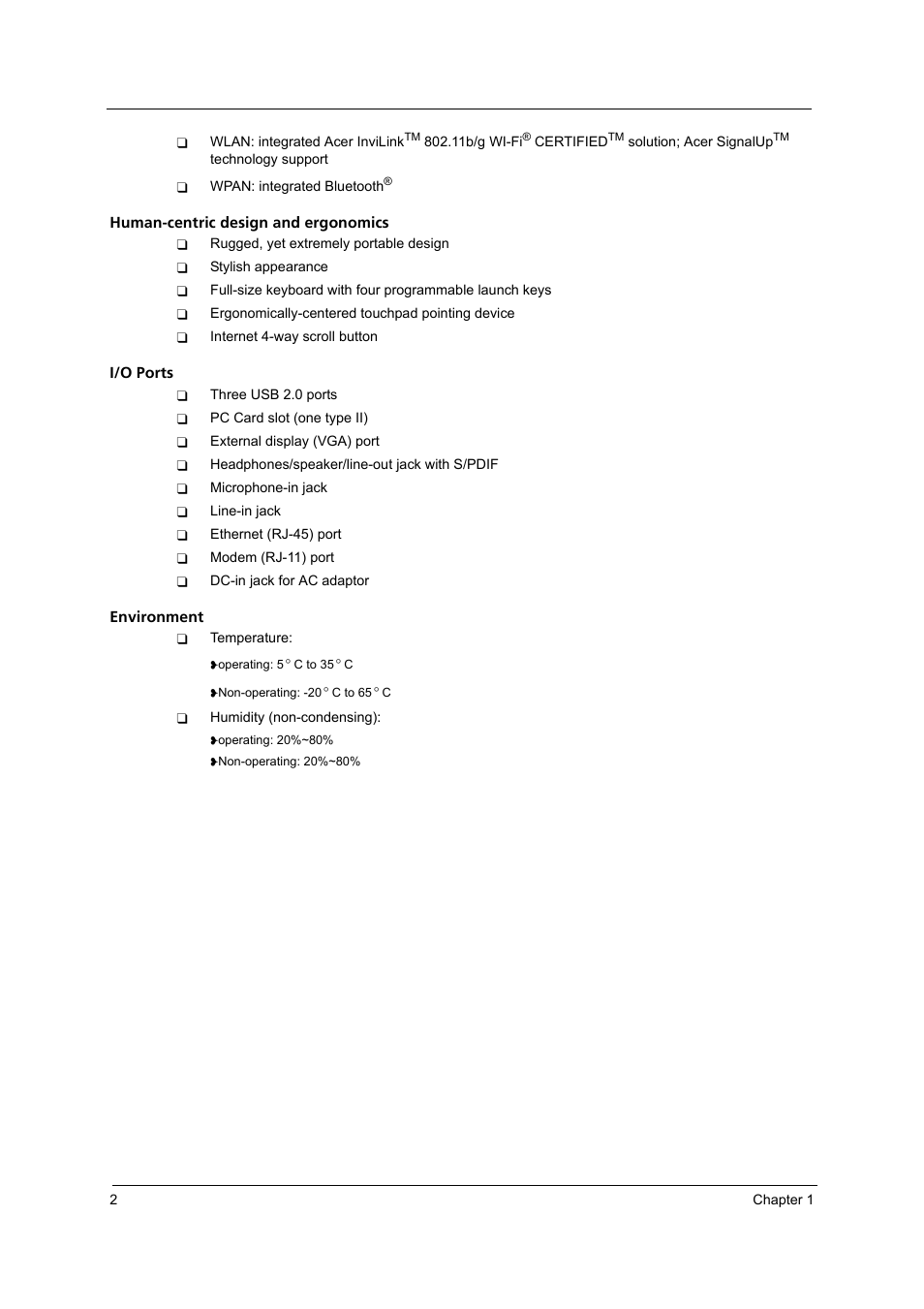Acer 3620 User Manual | Page 10 / 108