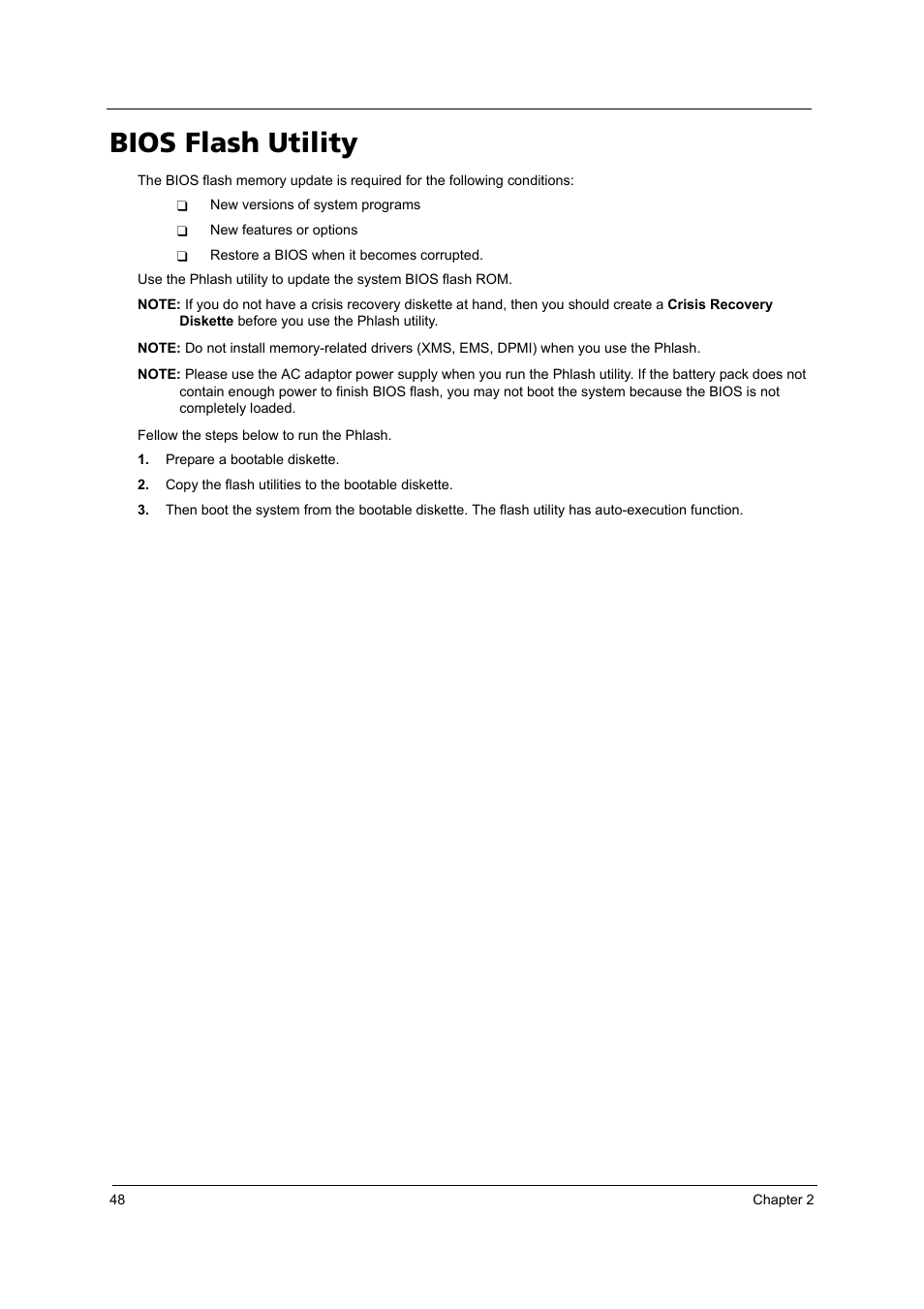 Bios flash utility | Acer 3620 User Manual | Page 56 / 108