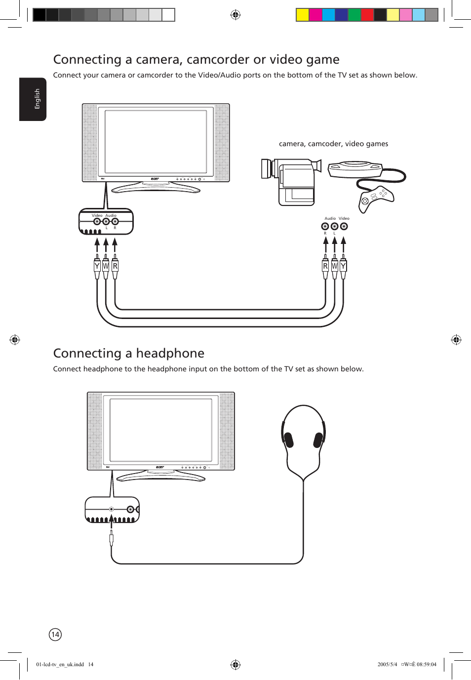 Connecting a headphone, Connecting a camera, camcorder or video game | Acer AL2671W User Manual | Page 14 / 22