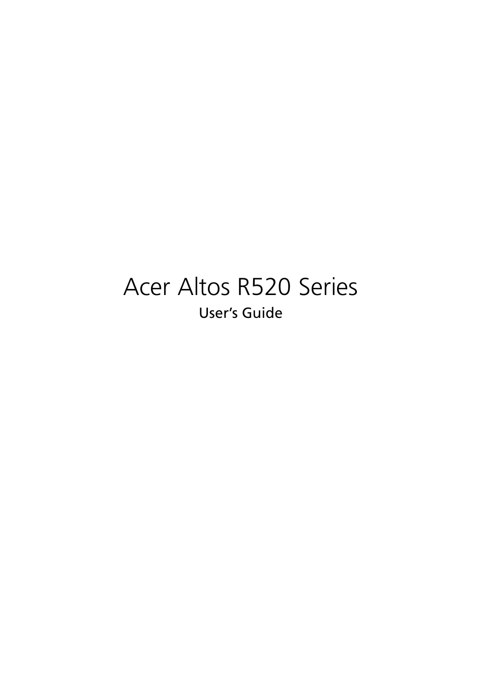 Acer Network Device Altos R520 User Manual | 184 pages