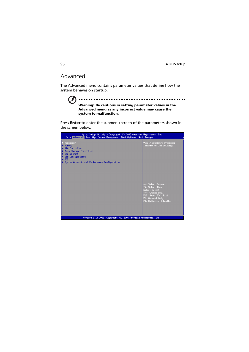 Advanced | Acer Network Device Altos R520 User Manual | Page 106 / 184