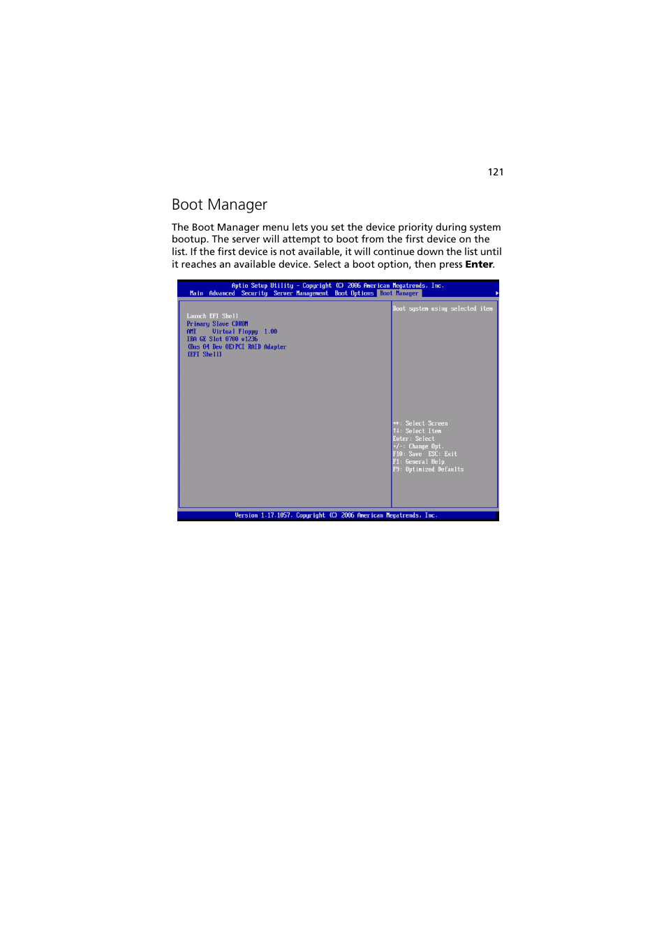 Boot manager | Acer Network Device Altos R520 User Manual | Page 131 / 184