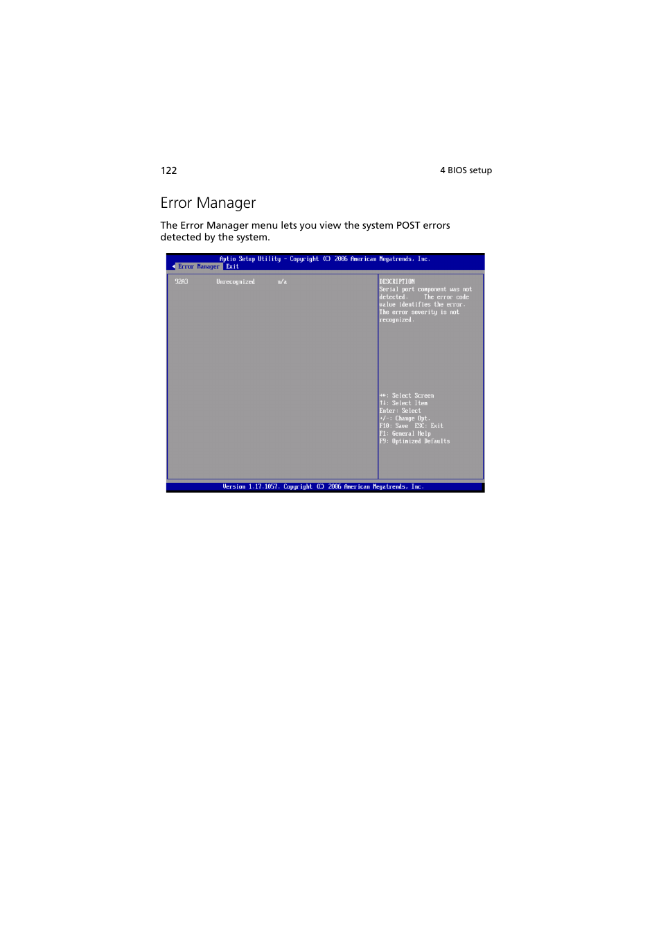 Error manager | Acer Network Device Altos R520 User Manual | Page 132 / 184