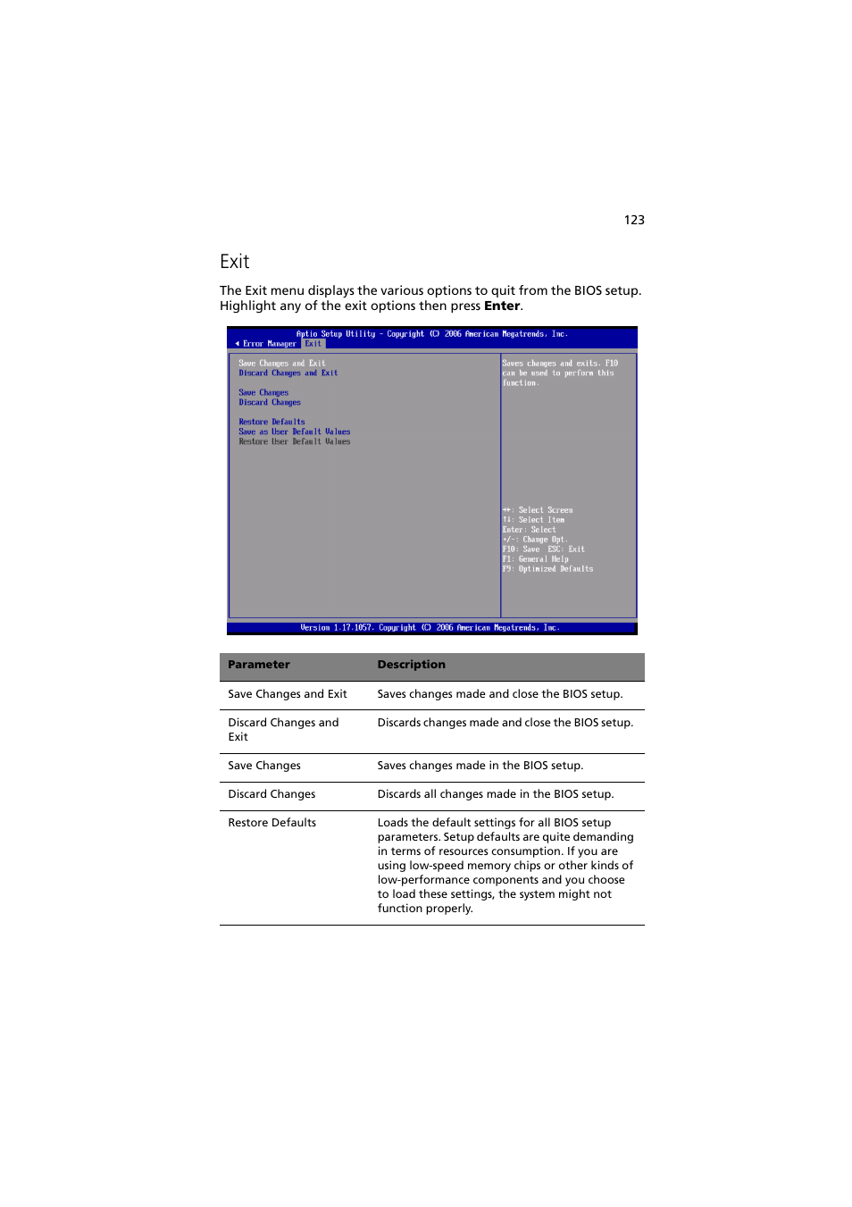 Exit | Acer Network Device Altos R520 User Manual | Page 133 / 184