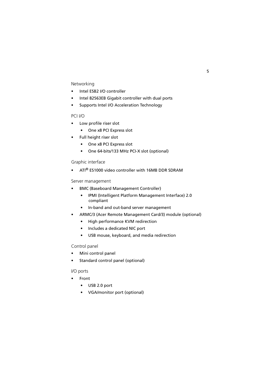 Acer Network Device Altos R520 User Manual | Page 15 / 184