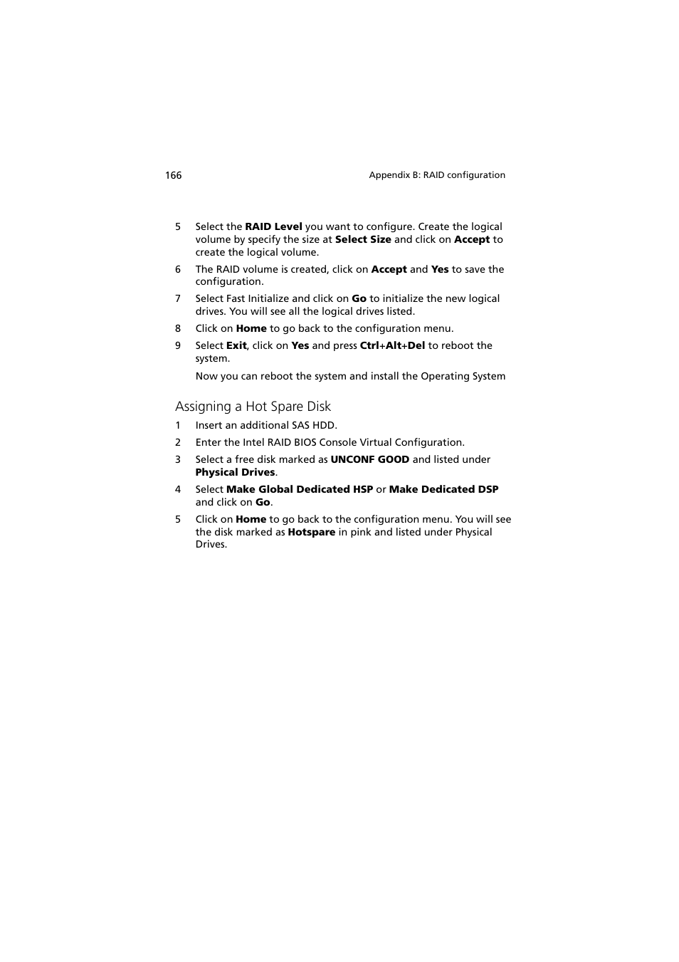 Assigning a hot spare disk | Acer Network Device Altos R520 User Manual | Page 176 / 184