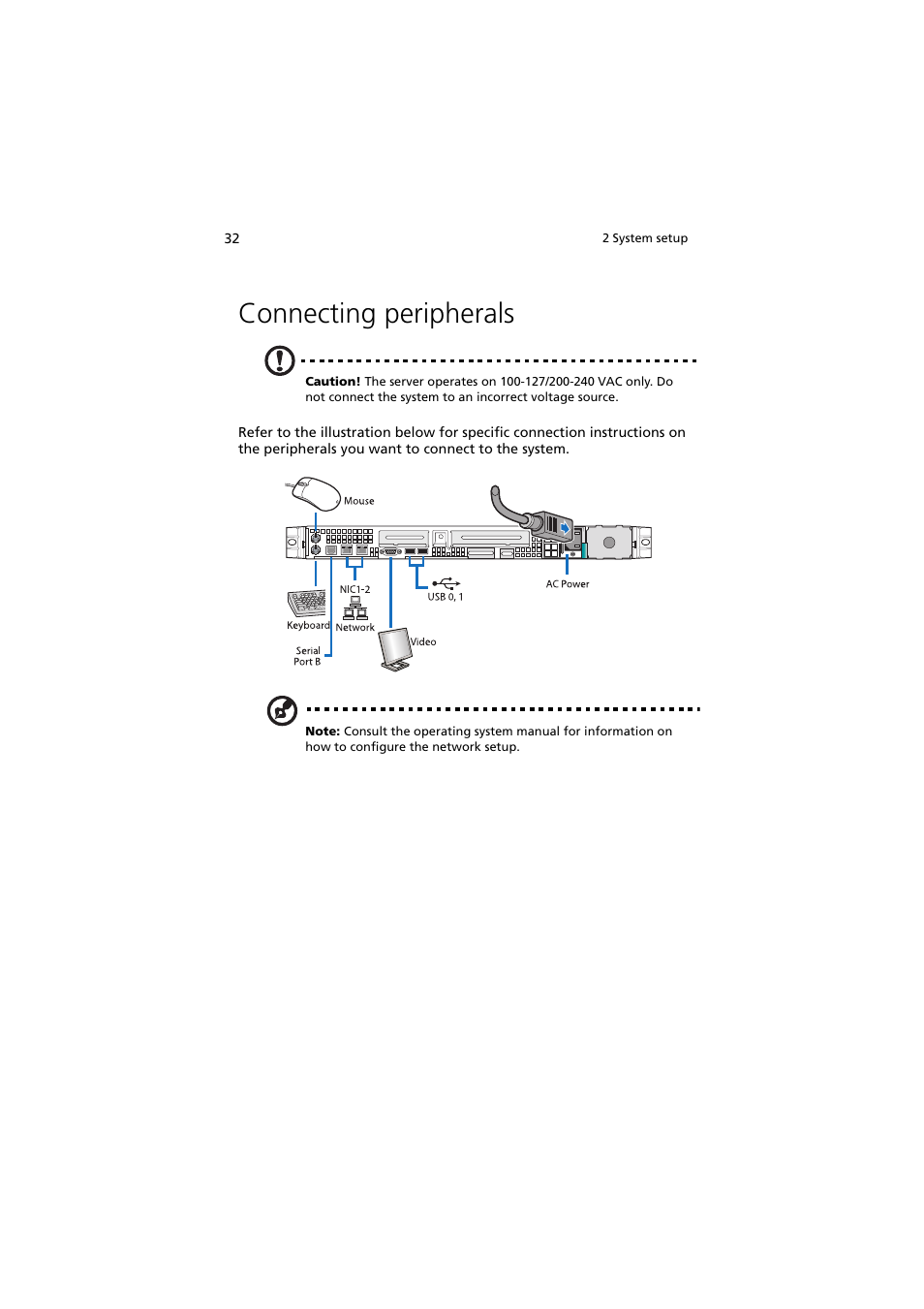 Connecting peripherals | Acer Network Device Altos R520 User Manual | Page 42 / 184