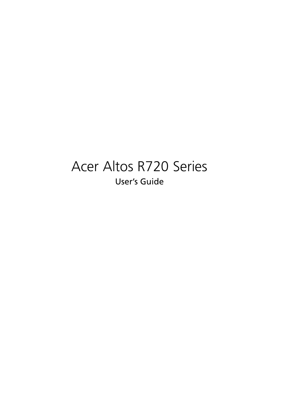 Acer Altos R720 Series User Manual | 186 pages