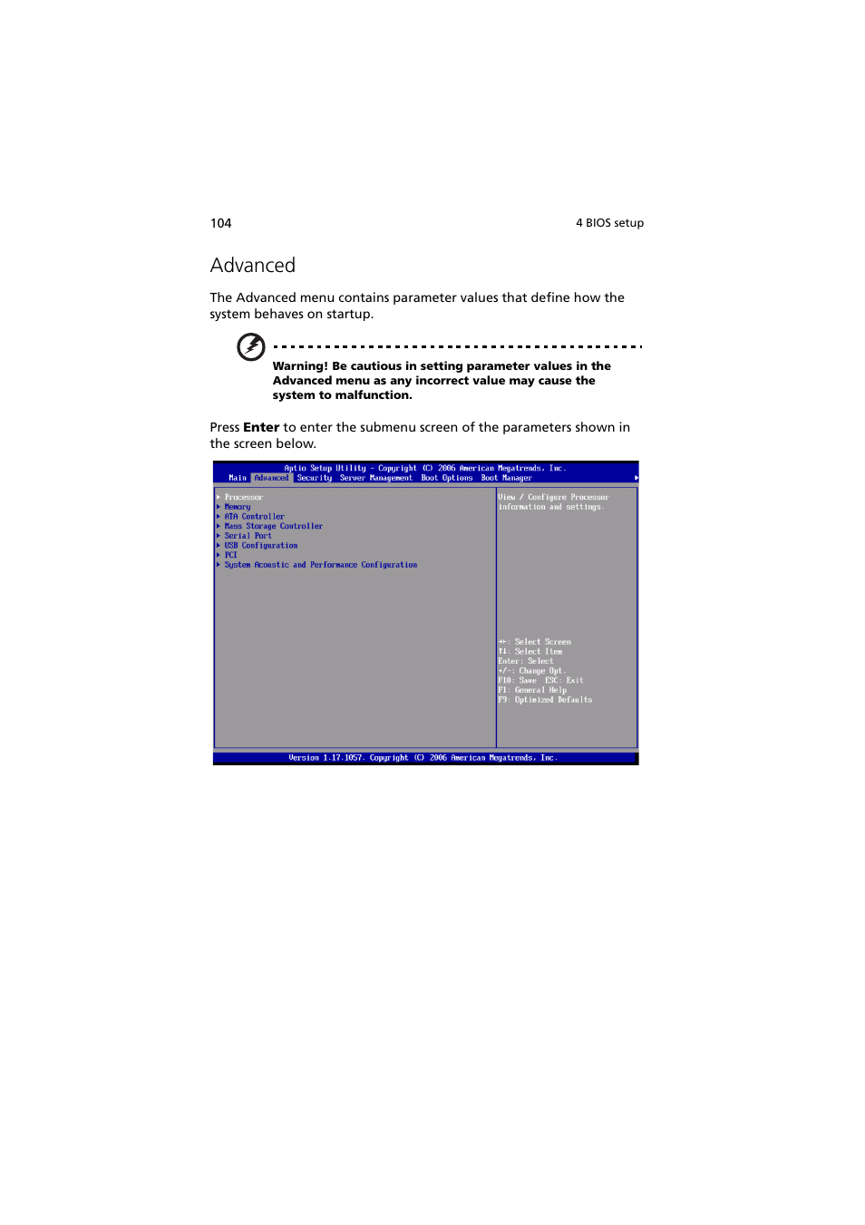 Advanced | Acer Altos R720 Series User Manual | Page 114 / 186