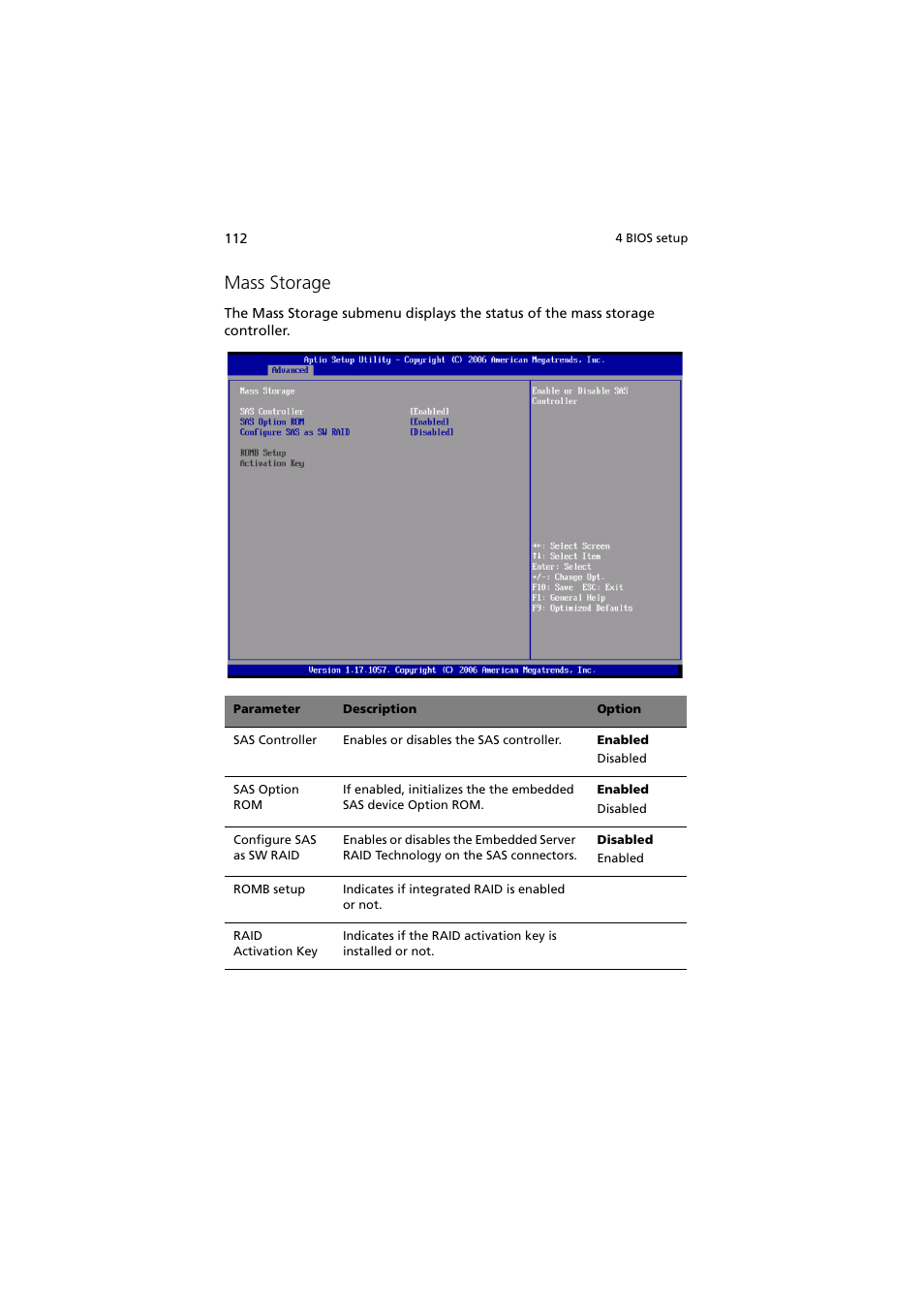 Mass storage | Acer Altos R720 Series User Manual | Page 122 / 186