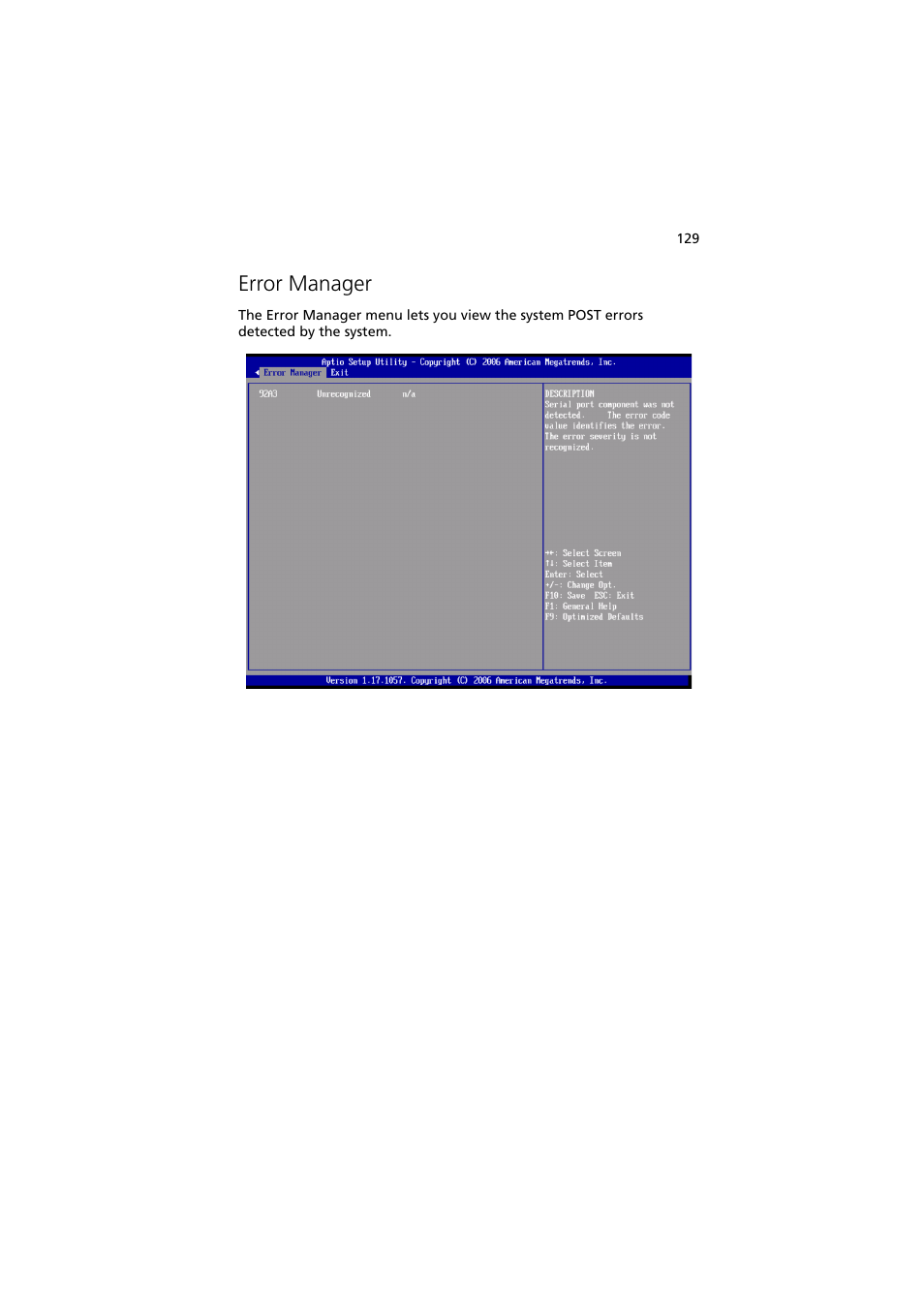 Error manager | Acer Altos R720 Series User Manual | Page 139 / 186