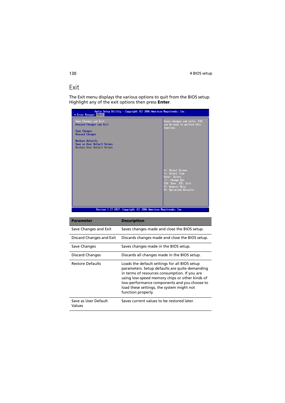 Exit | Acer Altos R720 Series User Manual | Page 140 / 186