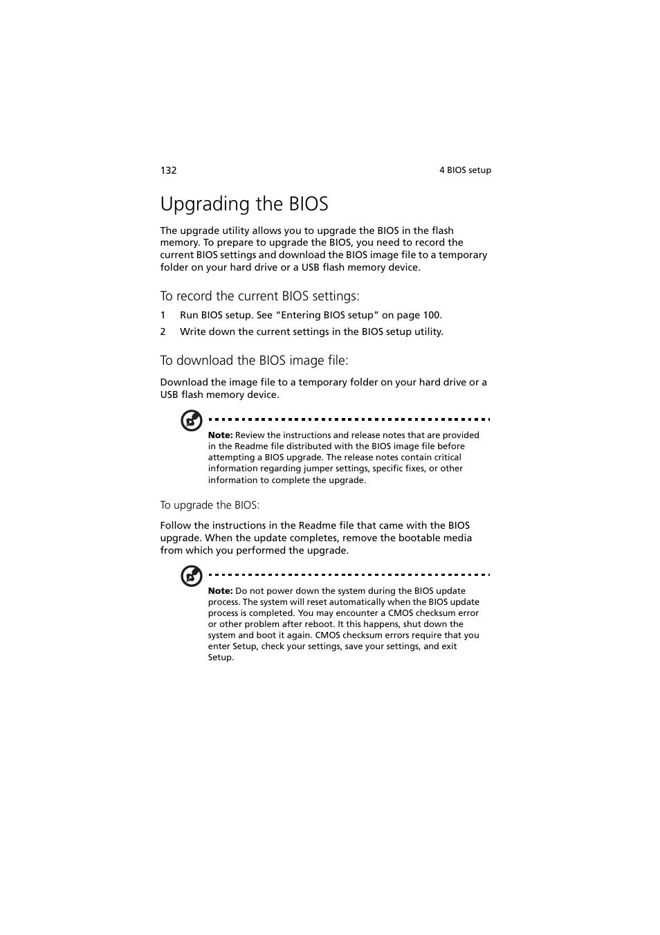 Upgrading the bios | Acer Altos R720 Series User Manual | Page 142 / 186