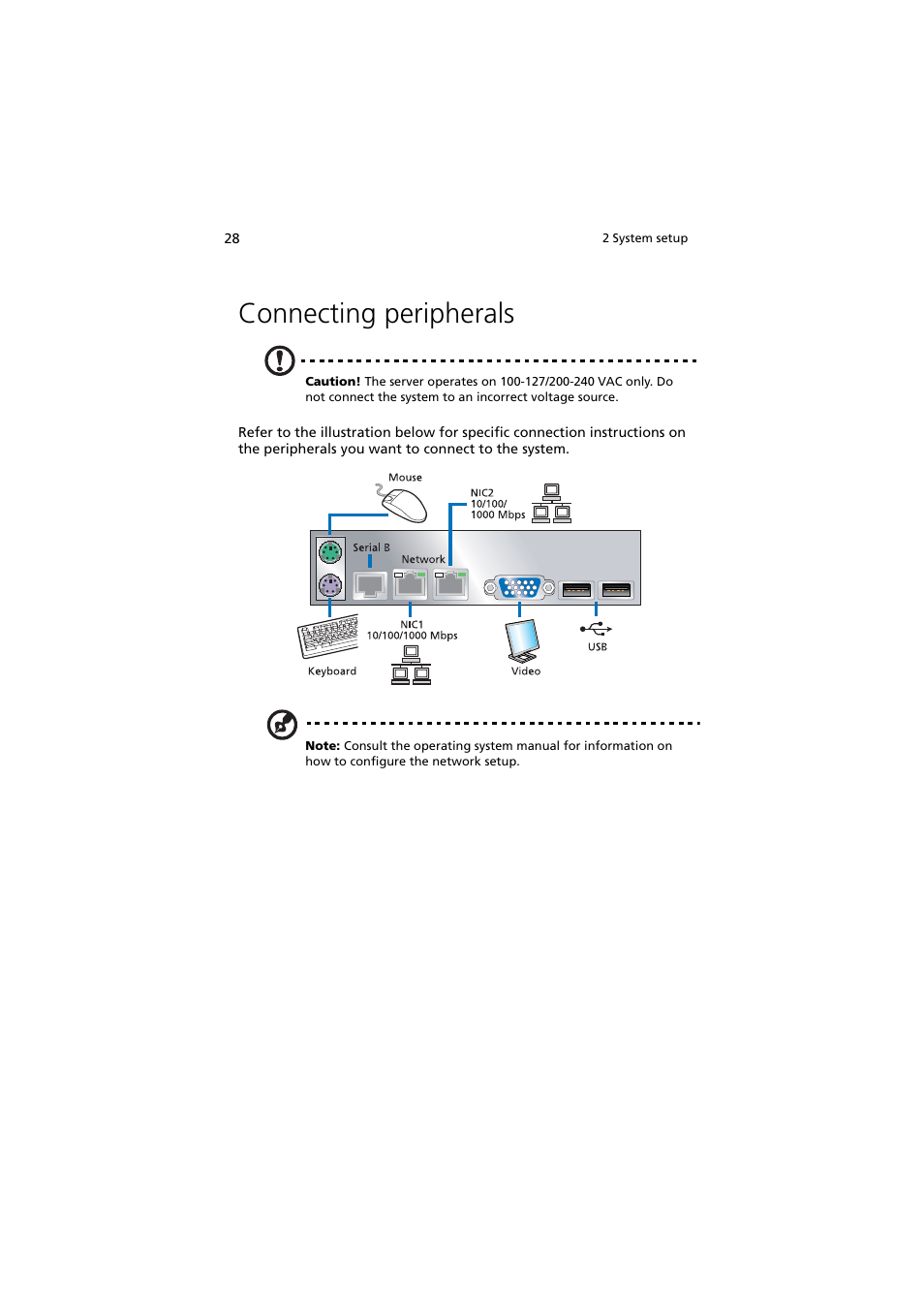 Connecting peripherals | Acer Altos R720 Series User Manual | Page 38 / 186