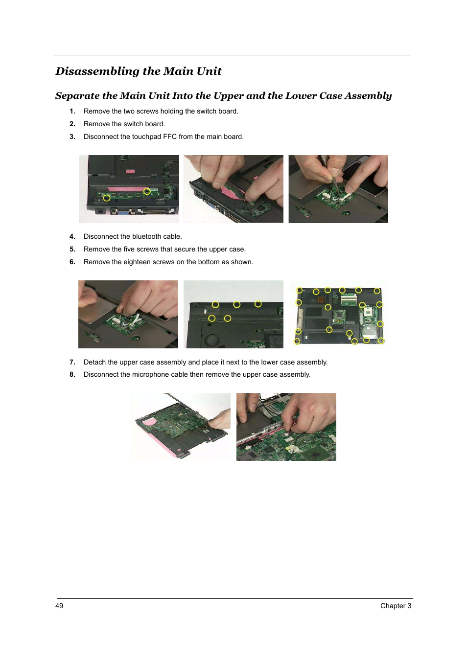 Disassembling the main unit | Acer 5510 User Manual | Page 55 / 105