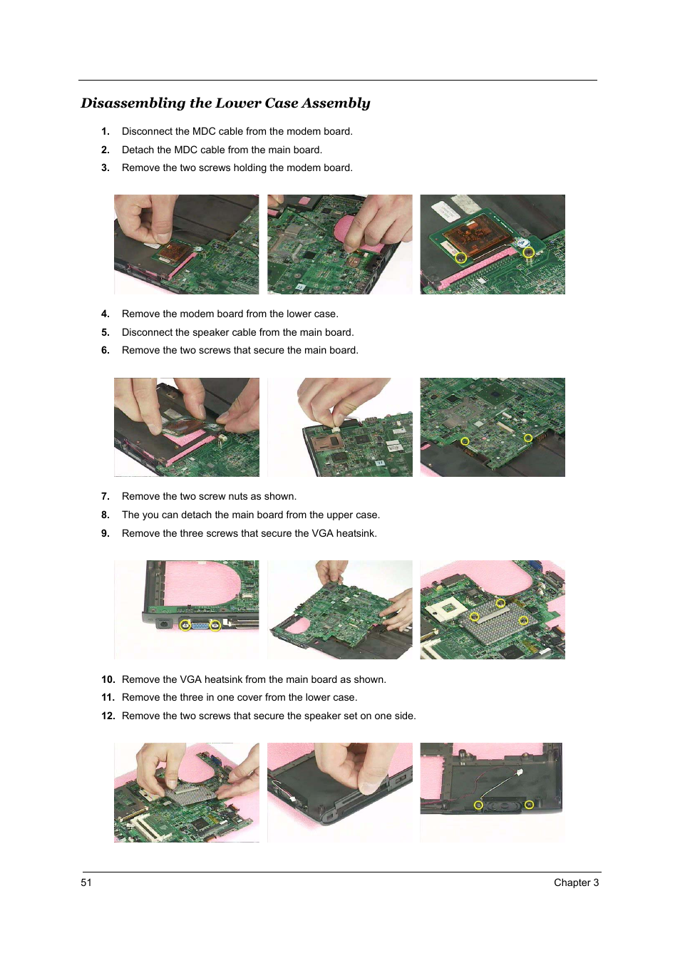 Disassembling the lower case assembly | Acer 5510 User Manual | Page 57 / 105