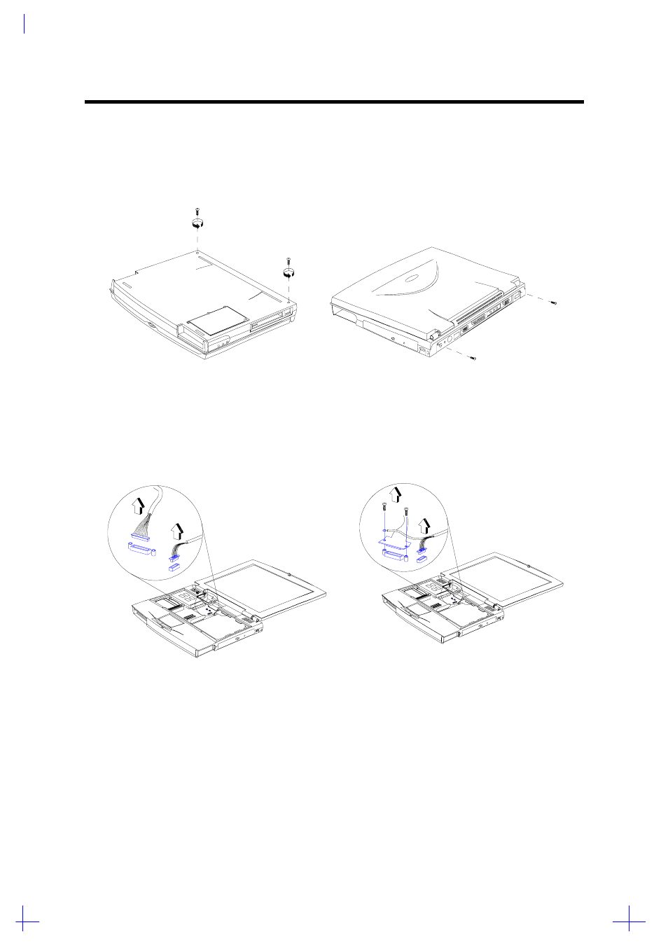 Removing the display, Unplugging the display cable, Removing the display hinge screws | Acer 365 User Manual | Page 63 / 127