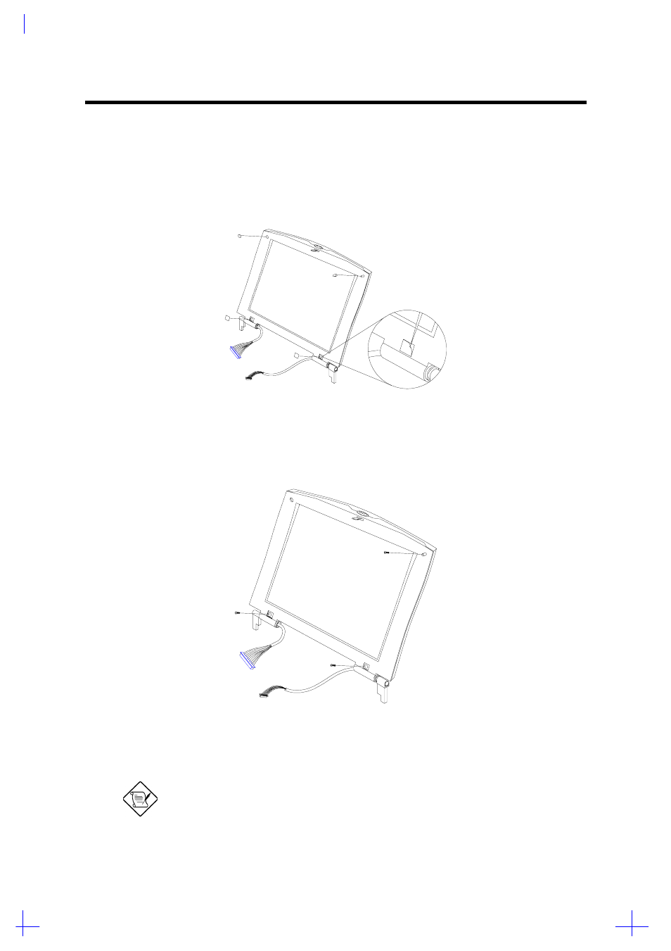 Disassembling the display, Removing the lcd bumpers, Removing the display bezel screws | 7 disassembling the display | Acer 365 User Manual | Page 71 / 127