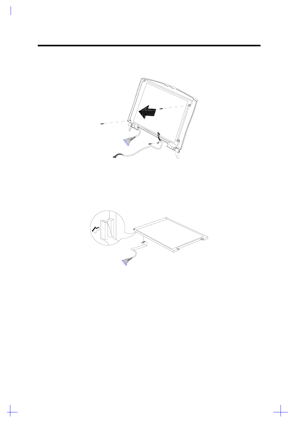 Removing the lcd panel, Removing the display cable from lcd panel | Acer 365 User Manual | Page 73 / 127