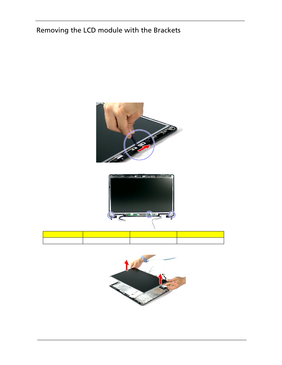 Removing the lcd module with the brackets | Acer 5220G User Manual | Page 106 / 180