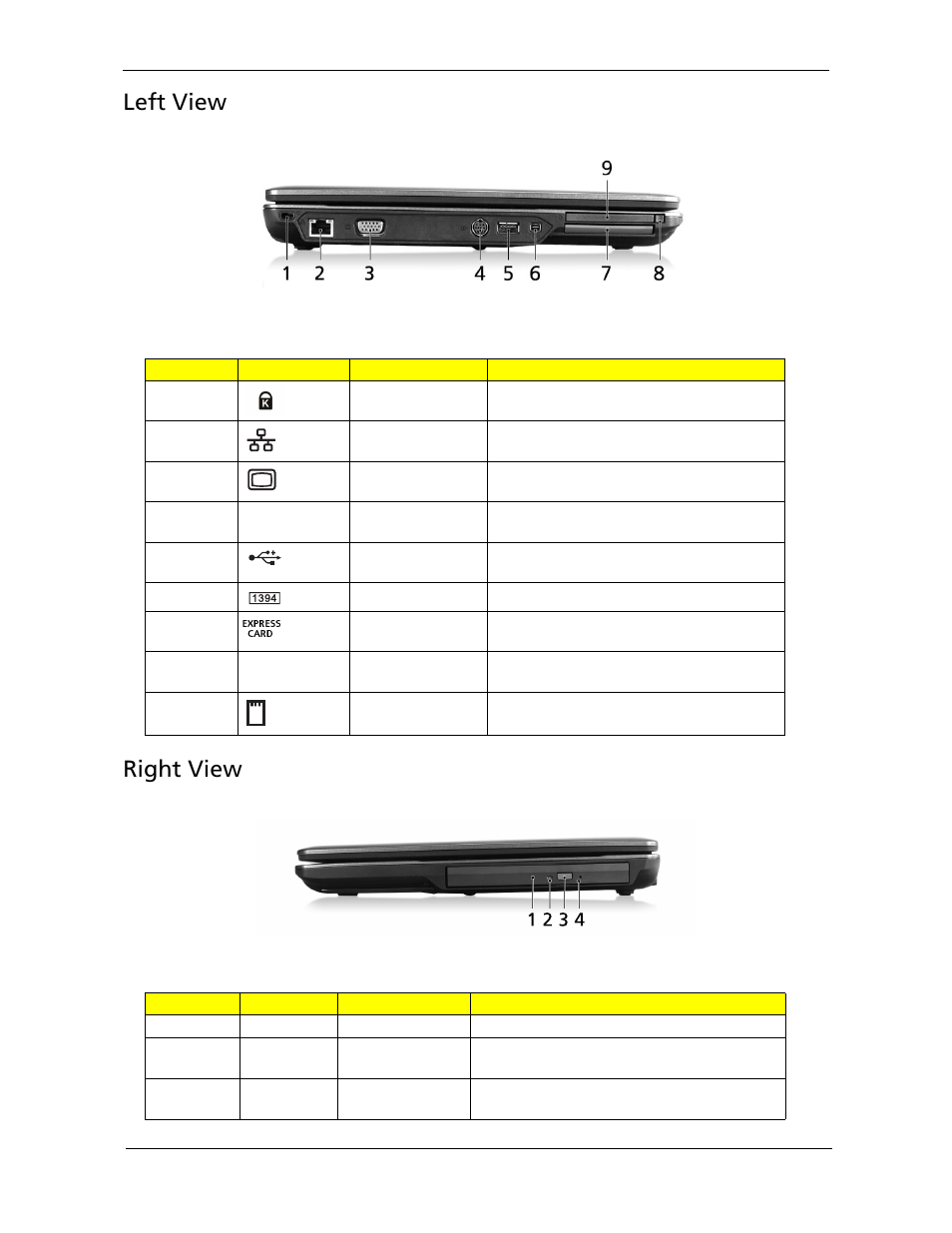 Left view right view | Acer 5220G User Manual | Page 17 / 180