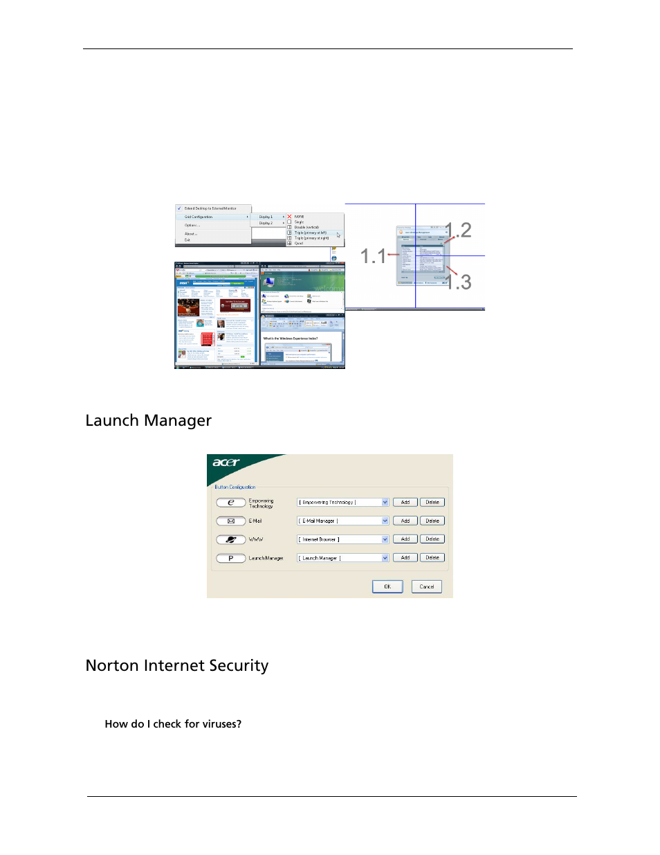 Launch manager, Norton internet security | Acer 5220G User Manual | Page 38 / 180