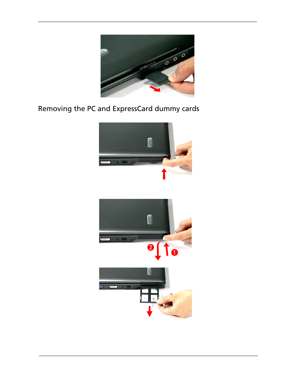 Removing the pc and expresscard dummy cards | Acer 5220G User Manual | Page 71 / 180