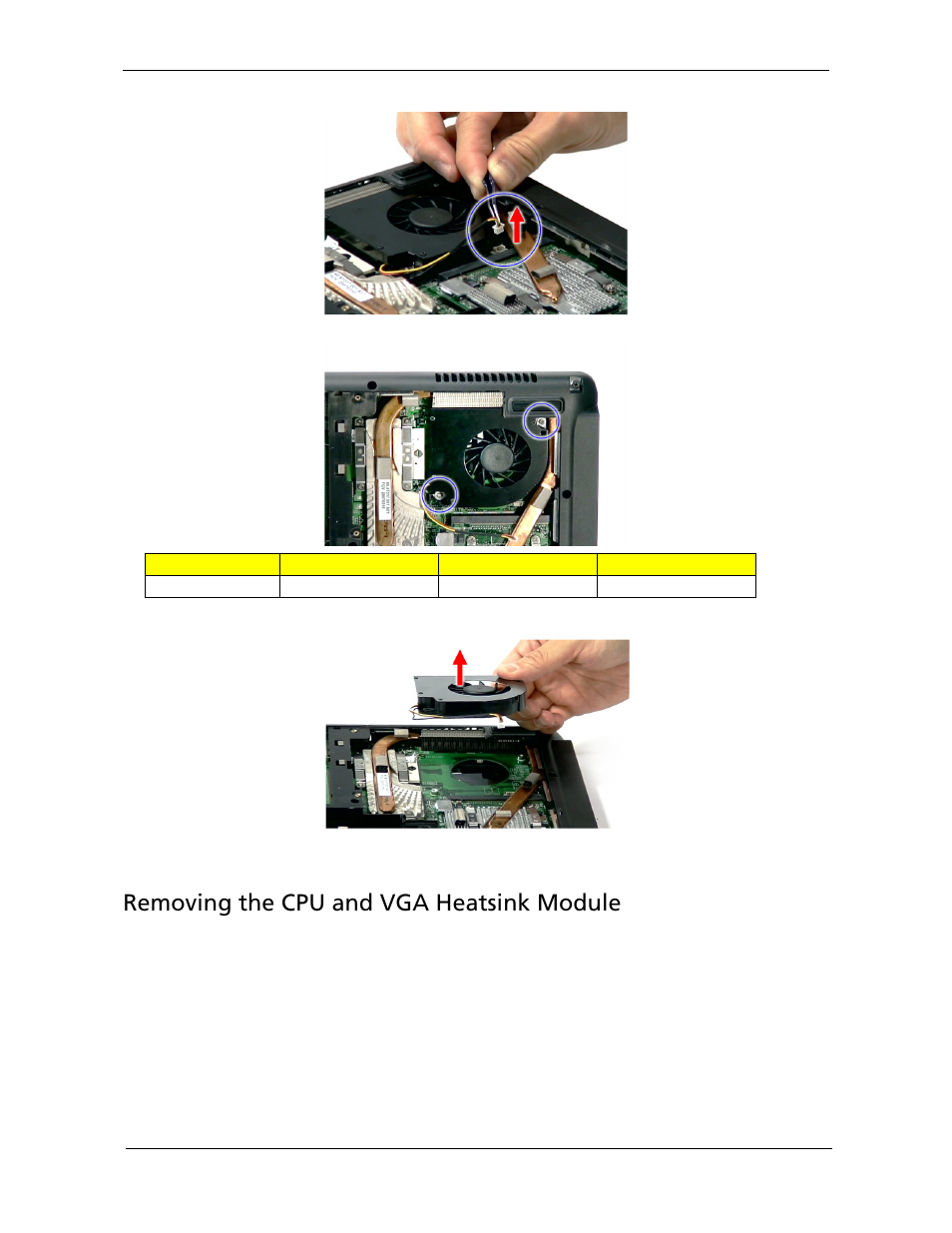 Removing the cpu and vga heatsink module | Acer 5220G User Manual | Page 81 / 180