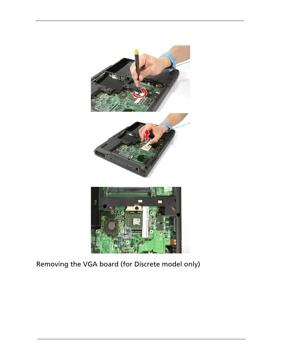 Removing the vga board (for discrete model only) | Acer 5220G User Manual | Page 84 / 180