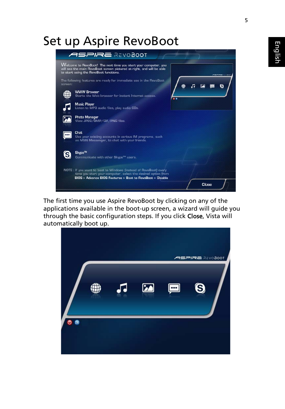 Set up aspire revoboot | Acer Aspire R3600 User Manual | Page 15 / 36