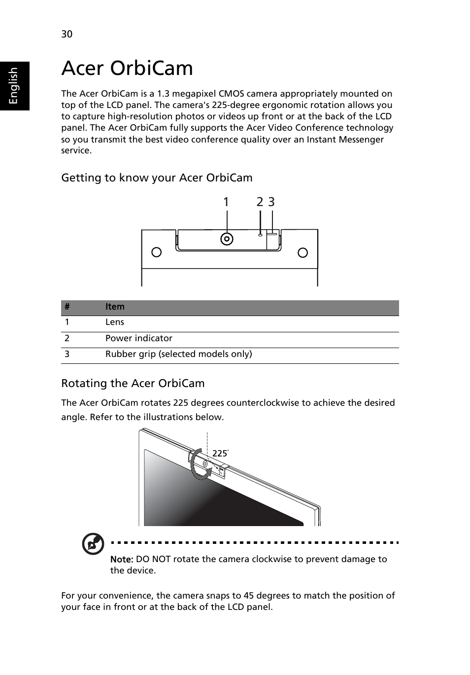 Acer orbicam | Acer 3010 User Manual | Page 40 / 88