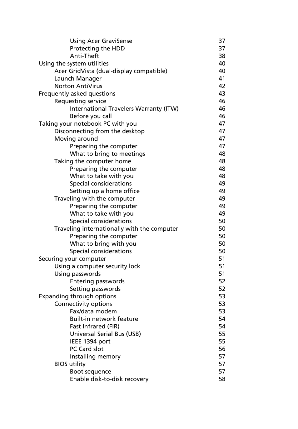 Acer 3010 User Manual | Page 8 / 88