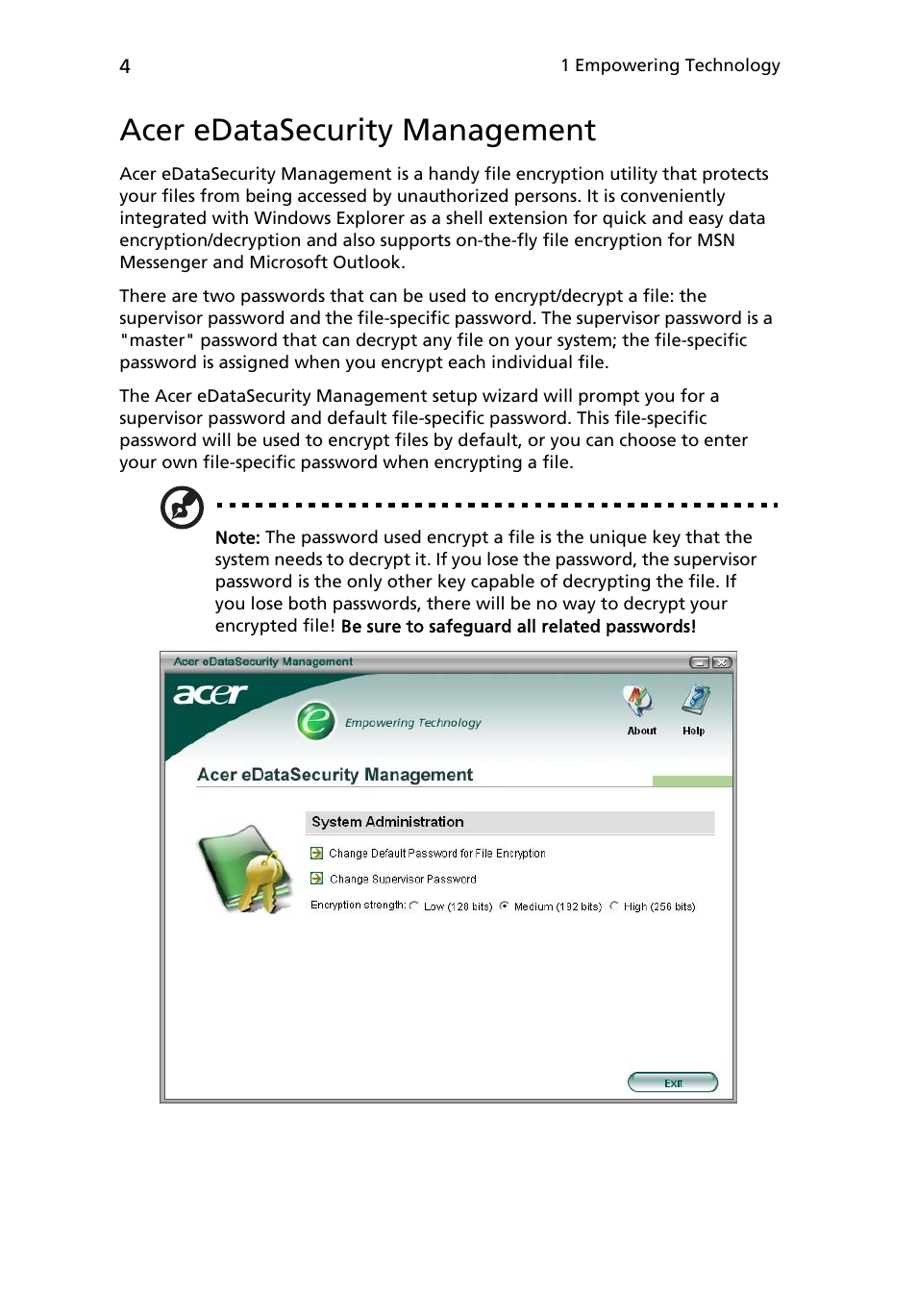 Acer edatasecurity management | Acer 6800 User Manual | Page 12 / 100