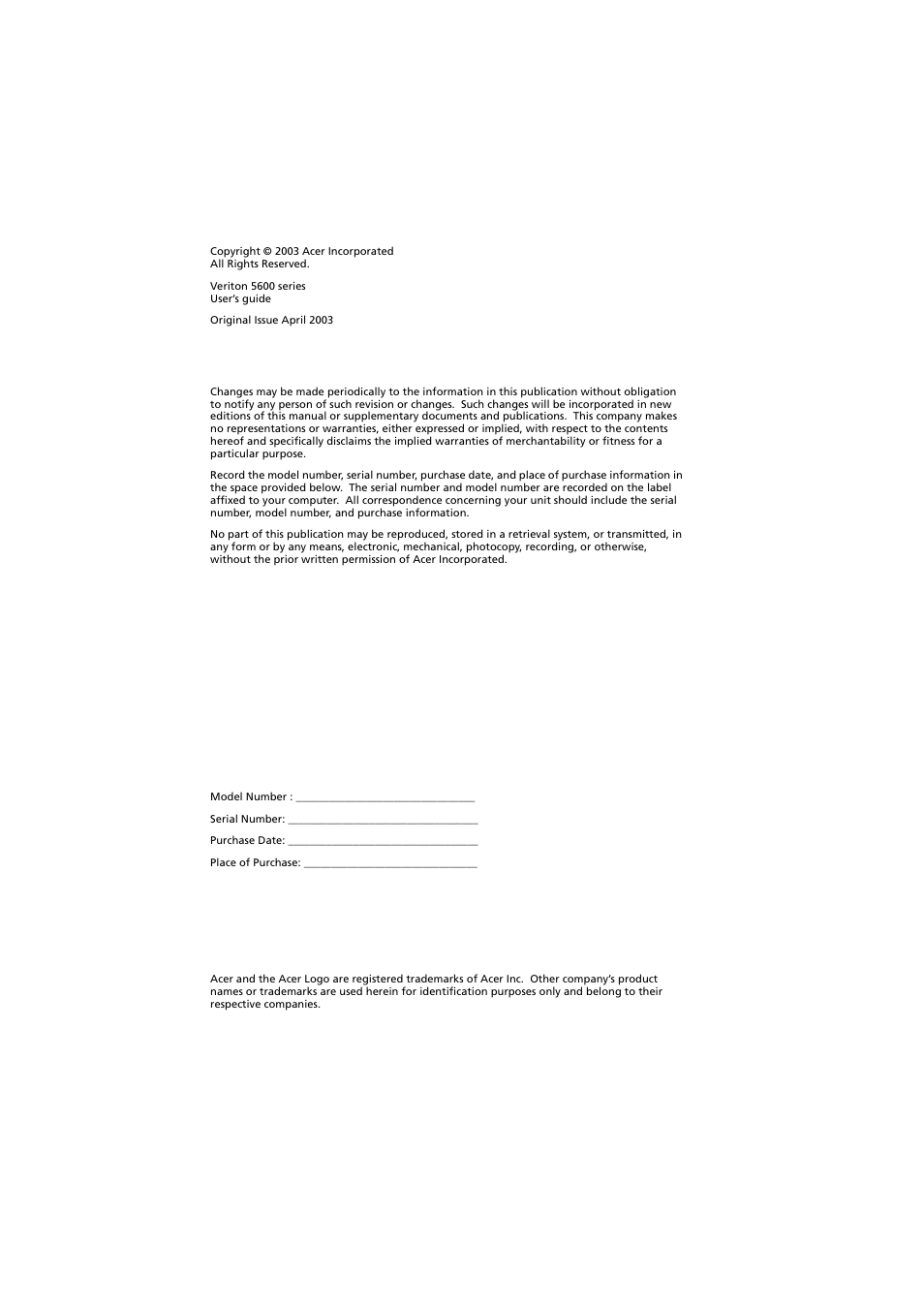 Acer 5600 series User Manual | Page 2 / 122