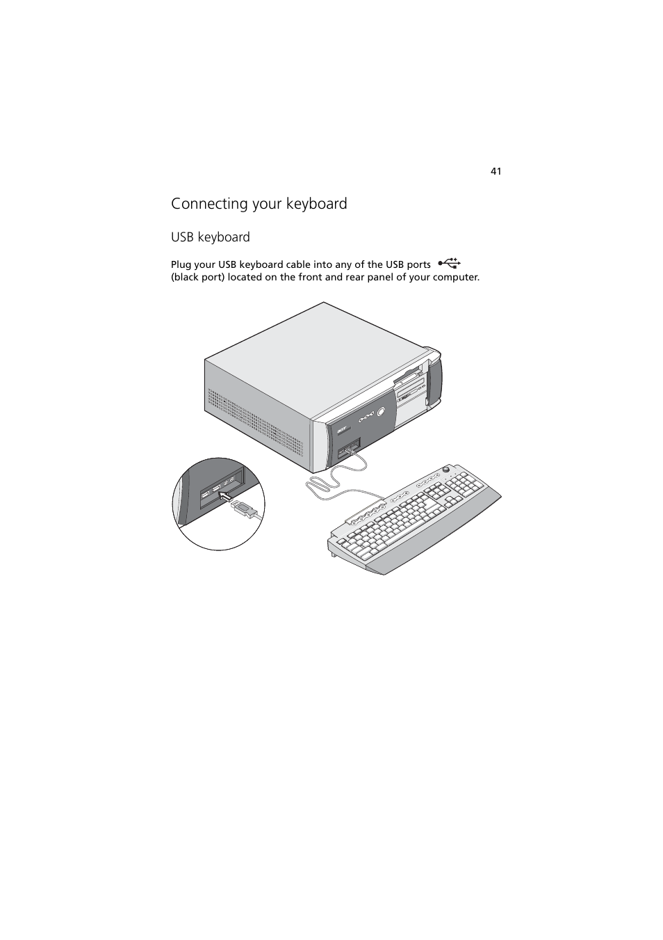 Connecting your keyboard | Acer 5600 series User Manual | Page 47 / 122