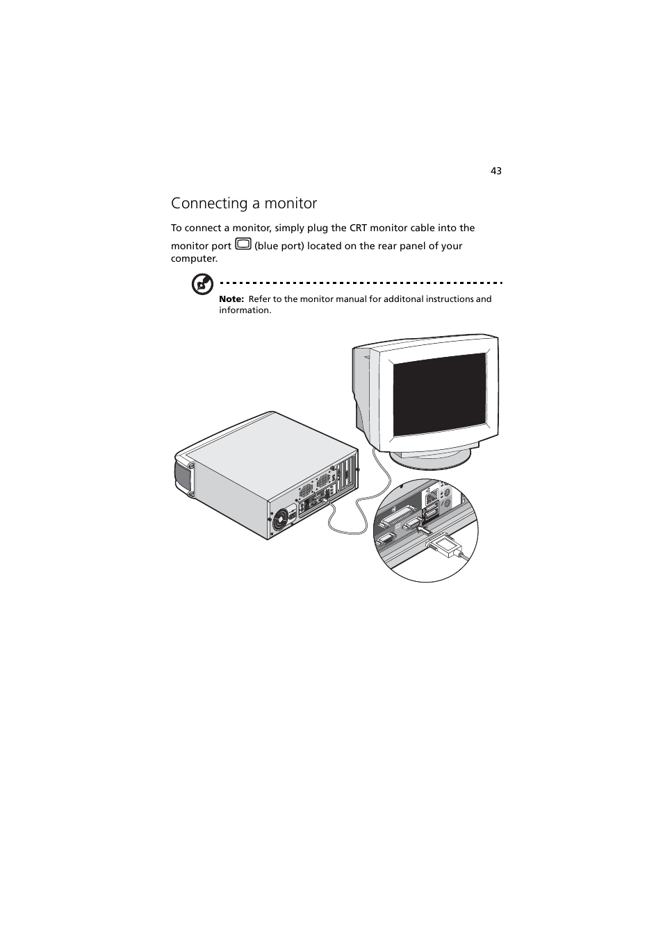 Connecting a monitor | Acer 5600 series User Manual | Page 49 / 122