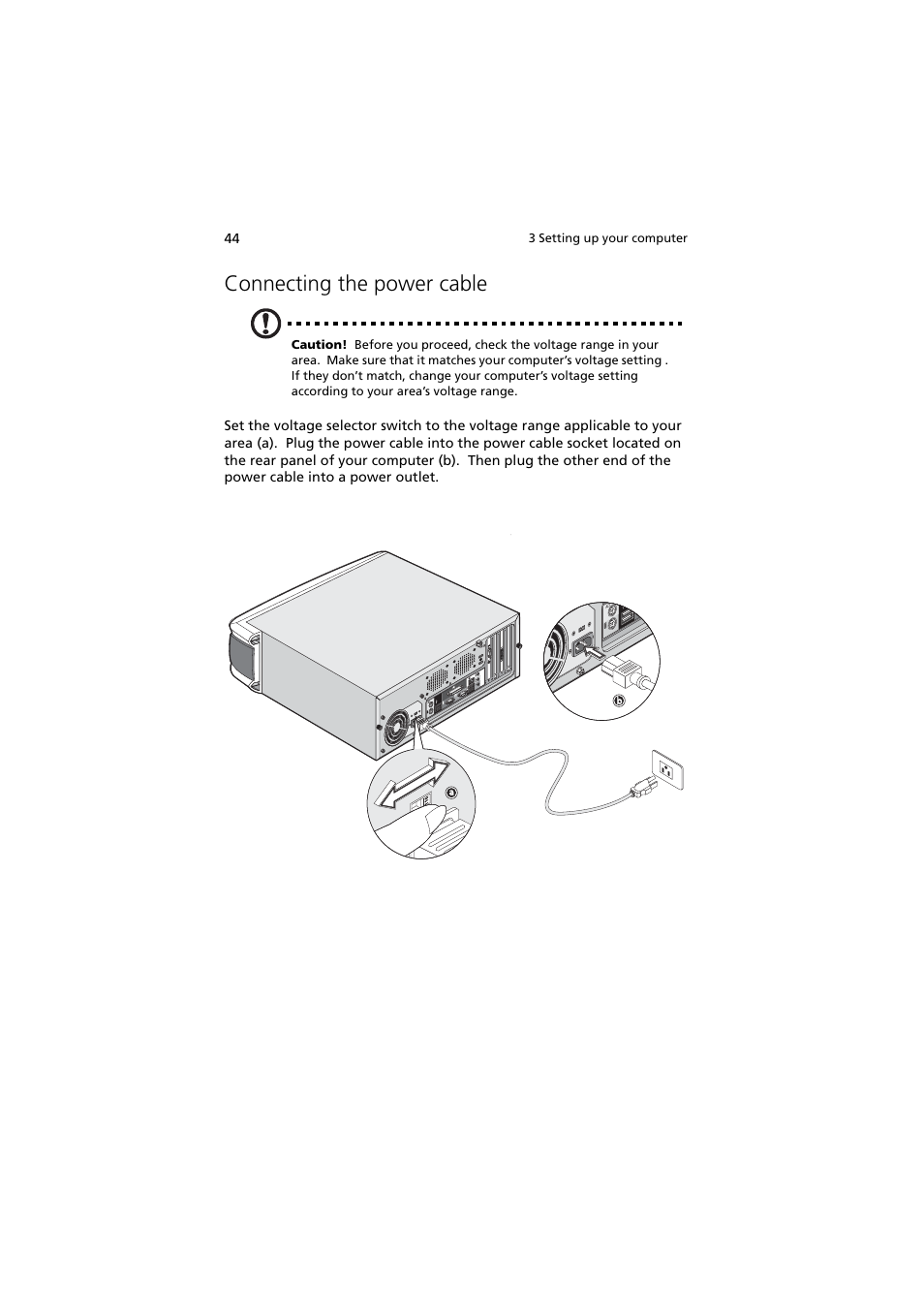 Connecting the power cable | Acer 5600 series User Manual | Page 50 / 122
