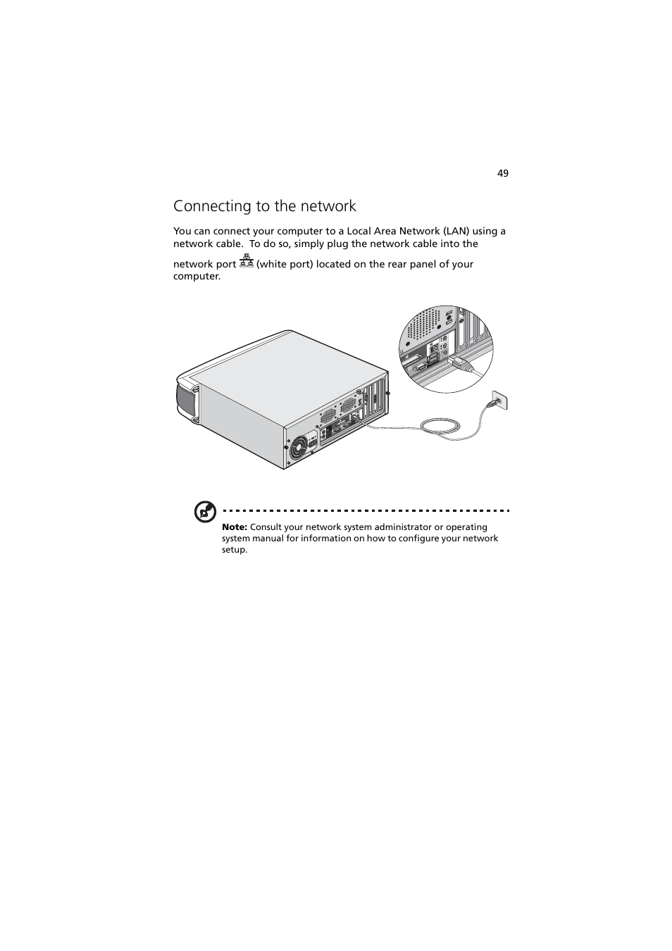Connecting to the network | Acer 5600 series User Manual | Page 55 / 122