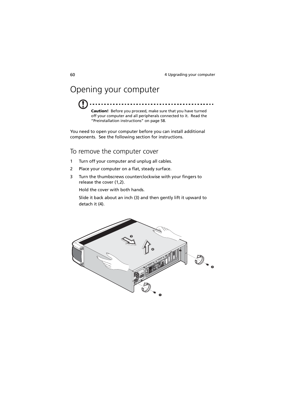 Opening your computer, To remove the computer cover | Acer 5600 series User Manual | Page 66 / 122