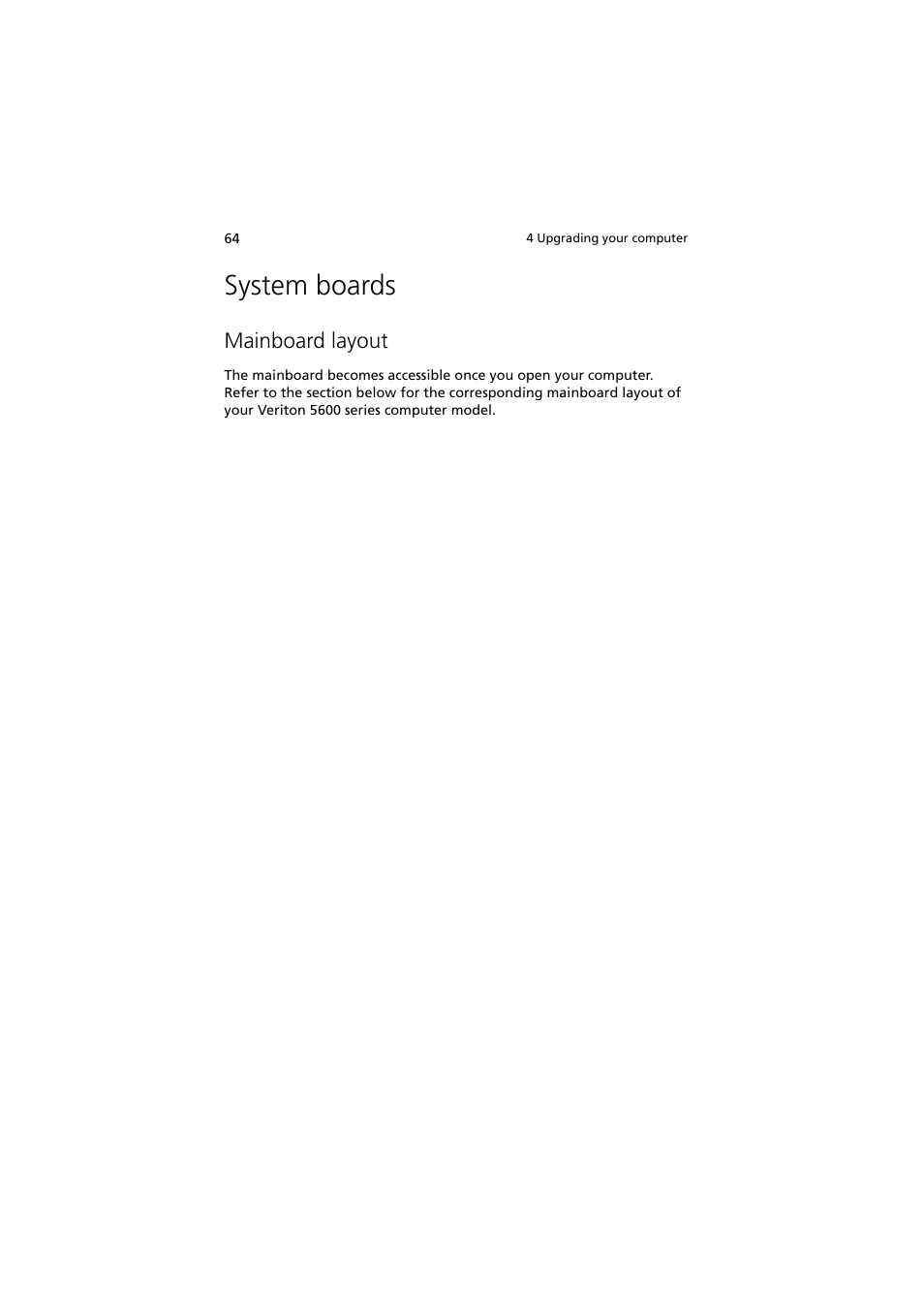 System boards, Mainboard layout | Acer 5600 series User Manual | Page 70 / 122